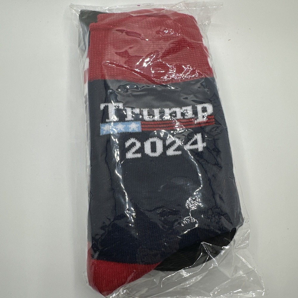 Trump 2024 Red-Blue & Black (2 Pairs) Socks Stars & Stripes Brand New